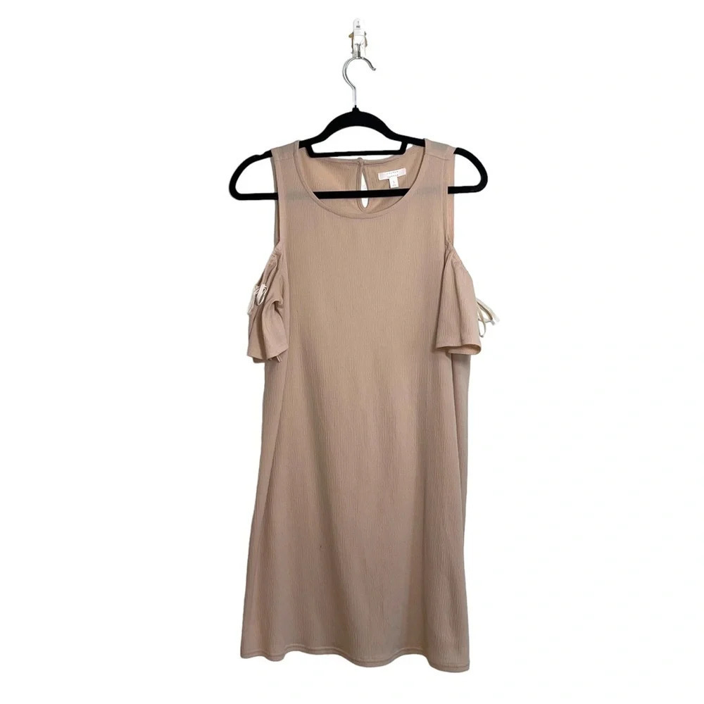 LC Lauren Conrad Blush Pink Tie Cold Shoulder Mini Shift Dress Small Women’s